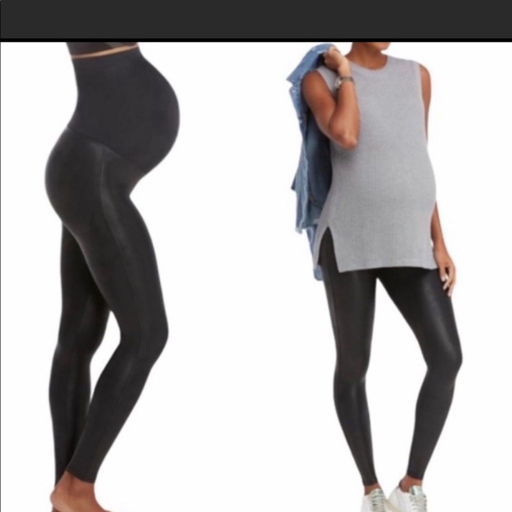 Spanx faux leather MAMA leggings